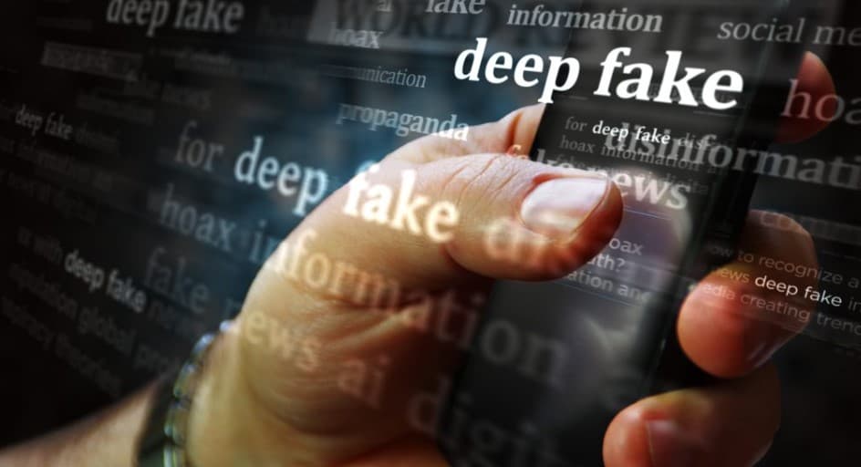 Illustration of AI-driven deepfakes and viral misinformation damaging global reputation during the 2026 crisis era